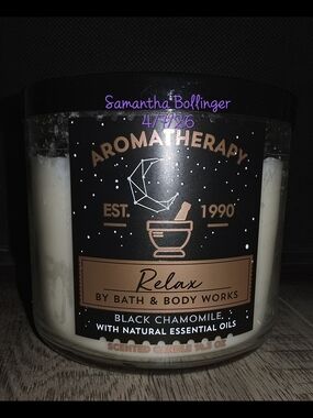Bath & Body Works 3-Wick Candle  Relax Aromatherapy Black Chamomile